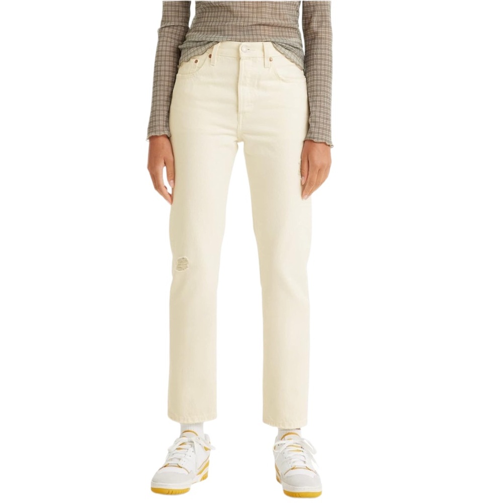 NWT Levi’s Cream Colored Original Cropped Straight Leg Jeans - Sz 26